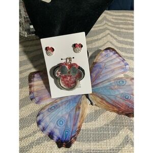 Minnie Mouse Charm and Earrings Set Sterling Silver